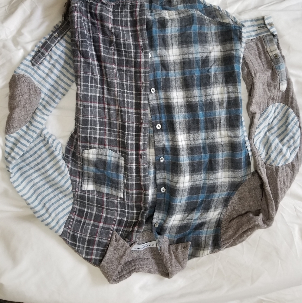 Opening Ceremony Patchwork & Plaid Button Up